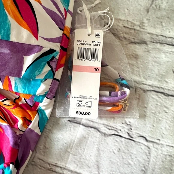 NWT Anne Cole Twist-front Tropical One Piece Swimsuit - Picture 4 of 7
